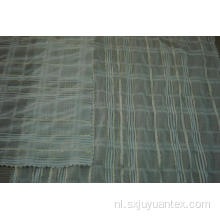 Polyester chiffon crinkle gouden lurex streep dobby stof